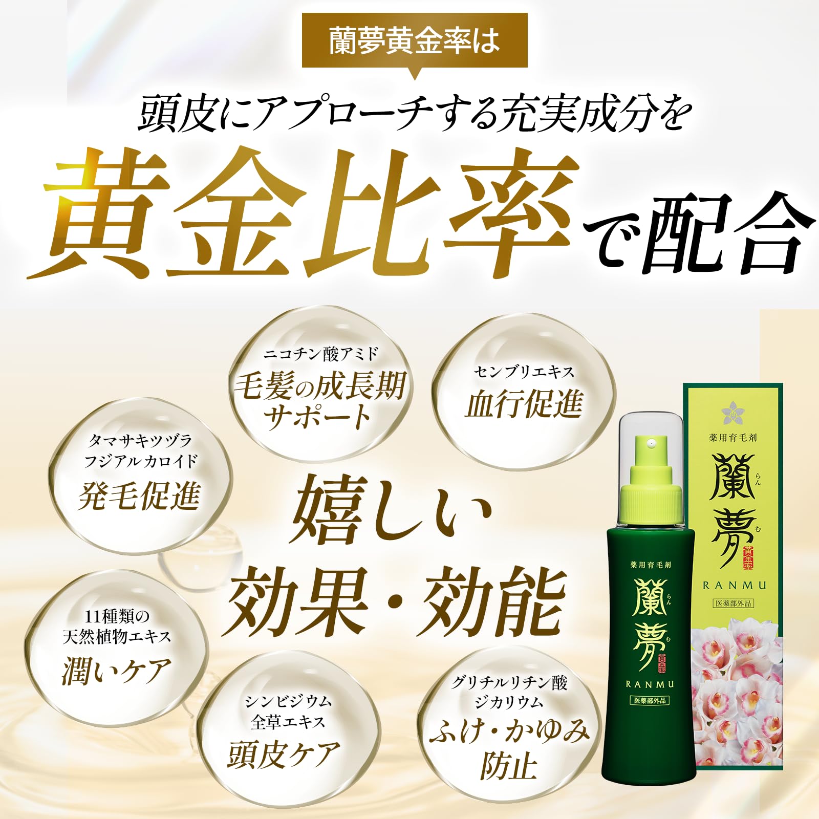 Amazon | 医薬部外品 蘭夢 黄金率 育毛剤 100ml 1本 ヘアケア 産後
